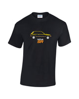 80's Vauxhall Nova hot hatch t shirt in 3 colours. Rinsed low price classic car t shirts are perfect gifts for car enthusiasts.