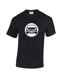 Personalised Classic Rover Mini t shirt. Colour and number plate can be changed to match your car. Low cost custom classic car t shirts from Rinsed T Shirts.