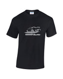 Classic Porsche 911 T Shirt at low prices and a range of print colours. Low cost Porsche tribute t shirt.