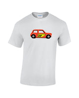 Red classic mini toy. Classic matchbox racing mini print t shirt. Funny classic mini t shirt.